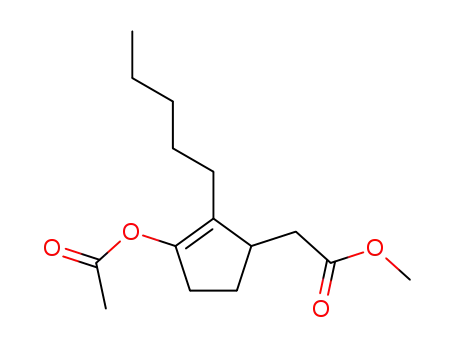 Molecular Structure of 57374-49-9 (methyl [3-(acetyloxy)-2-pentylcyclopent-2-en-1-yl]acetate)