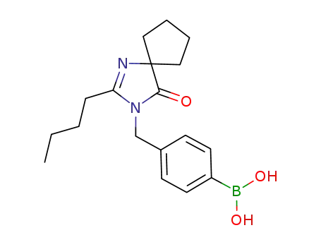 Molecular Structure of 894806-37-2 (4-[(2-butyl-4-oxo-1,3-diazaspiro[4.4]non-1-en-3-yl)methyl]phenylboronic acid)