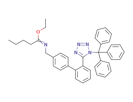 Molecular Structure of 745814-08-8 (2-(1-TRITYL-1H-TETRAZOL-5-YL)-4'-(1''-ETHOXYPENTANAMINYL)BIPHENYL)