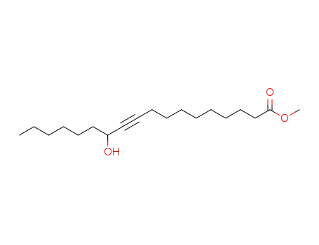 Molecular Structure of 95080-08-3 (10-Octadecynoic acid, 12-hydroxy-, methyl ester)