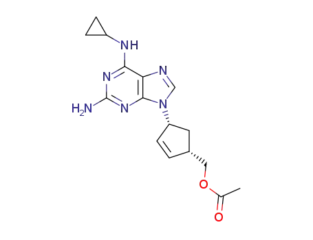 Molecular Structure of 178456-36-5 (((1S,4R)-4-(2-amino-6-(cyclopropylamino)-9H-purin-9-yl)cyclopent-2-en-1-yl)methyl acetate)