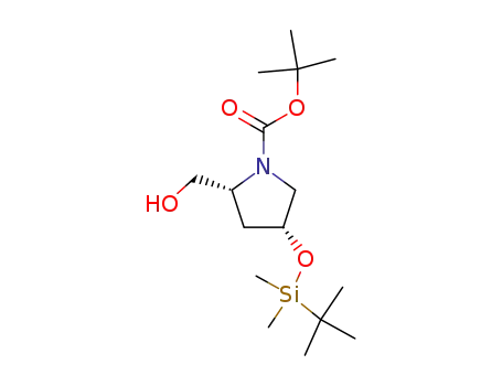 Molecular Structure of 114676-58-3 ((2R,4R)-tert-butyl 4-((tert-butyldimethylsilyl)oxy)-2-(hydroxymethyl)pyrrolidine-1-carboxylate)