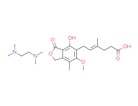 Molecular Structure of 1000853-05-3 (6-(4-hydroxy-6-methoxy-7-methyl-3-oxo-5-phthalanyl)-4-methyl-4-hexenoic acid N,N,N',N'-tetramethylethylenediamine salt)