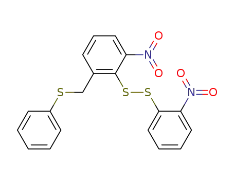 Molecular Structure of 83303-37-1 (1-Nitro-2-(2-nitro-phenyldisulfanyl)-3-phenylsulfanylmethyl-benzene)