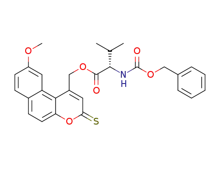 Molecular Structure of 1395394-06-5 (N-(benzyloxycarbonyl)-L-valine (9-methoxy-3-thioxo-3H-benzo[f]benzopyran-1-yl)methyl ester)