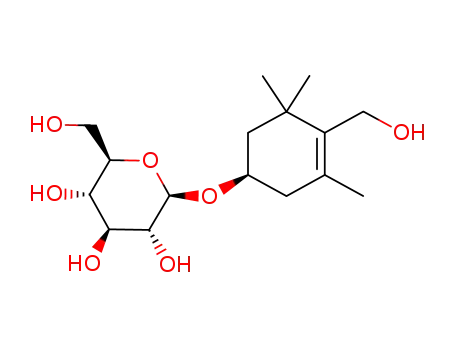 Molecular Structure of 76686-29-8 ((4R)-4-(β-D-Glucopyranosyloxy)-2,6,6-trimethyl-1-cyclohexen-1-methanol)