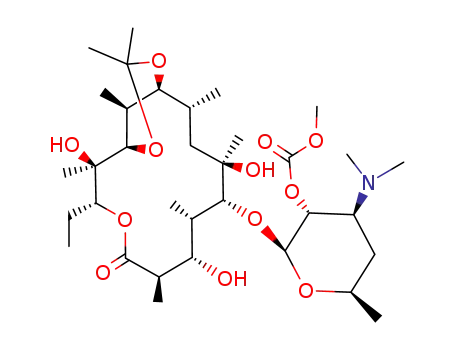 Molecular Structure of 138505-35-8 ((9S)-9-dihydro-9,11-O-isopropylidene-5-O-(2-O-(methoxycarbonyl)-β-D-desosaminyl)erythronolide)