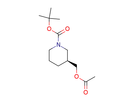 Molecular Structure of 144448-01-1 (1-Piperidinecarboxylic acid, 3-[(acetyloxy)methyl]-, 1,1-dimethylethyl
ester, (S)-)