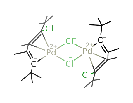 Molecular Structure of 64331-14-2 ([(σ,π-CBu(t)=CMeCMe=CBu(t)Cl)PdCl]2)