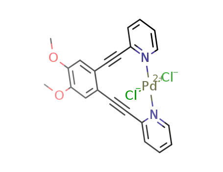Molecular Structure of 570397-18-1 (dichloro-(1,2-dimethoxy-4,5-bis(2-pyridylethynyl)benzene)palladium)