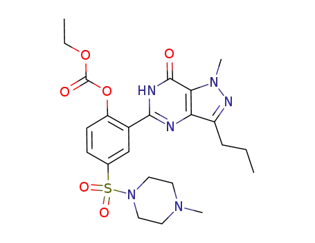 Molecular Structure of 960009-37-4 (5-[2-ethoxycarbonyloxy-5-(4-methyl-piperazine-1-sulfonyl)-phenyl]-1-methyl-3-propyl-1,6-dihydro-7H-pyrazolo[4,3-d]pyrimidin-7-one)