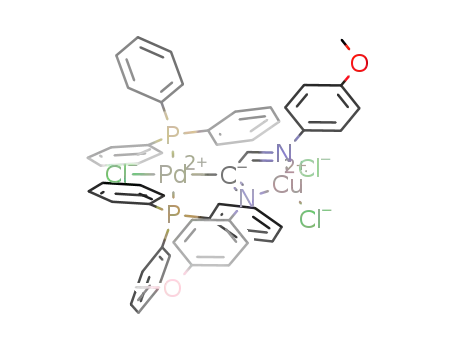Molecular Structure of 83965-84-8 ([CuCl<sub>2</sub>(PdCl(C(NC<sub>6</sub>H<sub>4</sub>OCH<sub>3</sub>)CHNC<sub>6</sub>H<sub>4</sub>OCH<sub>3</sub>)(P(C<sub>6</sub>H<sub>5</sub>)3)2)])