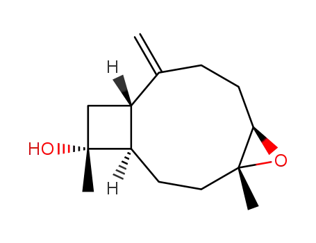 Molecular Structure of 118122-82-0 ((1R,4R,5R,9S,11R)-4,5-epoxy-12-nor-8<sup>(14)</sup>-caryophyllene-11-ol)