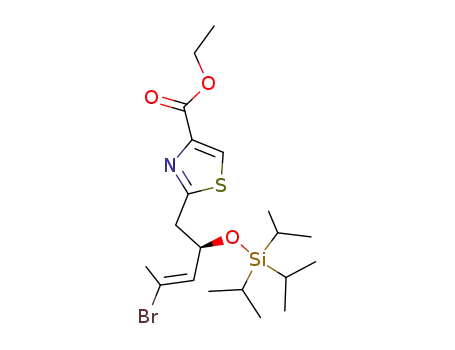 Molecular Structure of 201340-00-3 (2-((E)-(R)-4-Bromo-2-triisopropylsilanyloxy-pent-3-enyl)-thiazole-4-carboxylic acid ethyl ester)