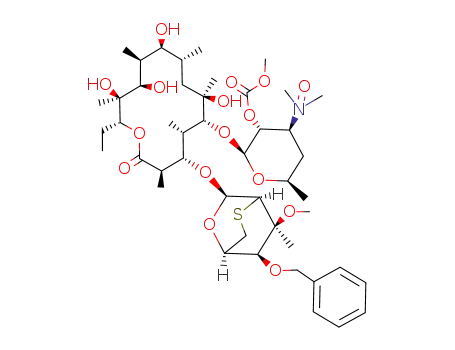 Molecular Structure of 138505-43-8 ((9S)-3-O-(2,6-anhydro-4-O-benzyl-3-C-methyl-3-O-methyl-2-thio-α-L-altropyranosyl)-9-dihydro-5-O-(2-O-(methoxycarbonyl)-β-D-desosaminyl)erythronolide A N-Oxide)
