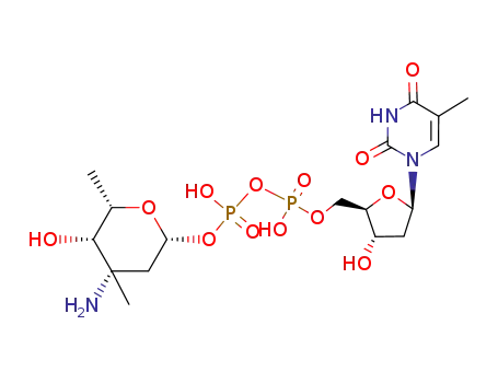 Molecular Structure of 755033-86-4 (thymidine 5'-(3-amino-2,3,6-trideoxy-3C-methyl-β-L-lyxo-hexopyranosyl diphosphate))