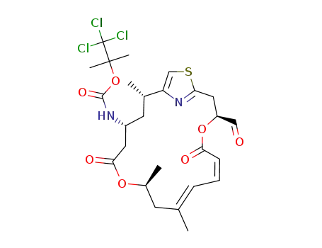 Molecular Structure of 308240-84-8 (((6Z,8E)-(3S,11S,15R,17S)-3-formyl-9,11,17-trimethyl-5,13-dioxo-4,12-dioxa-20-thia-21-azabicyclo[16.2.1]heneicosa-1<sup>(21)</sup>,6,8,18-tetraen-15-yl)carbamic acid 2,2,2-trichloro-1,1-dimethyl ester)
