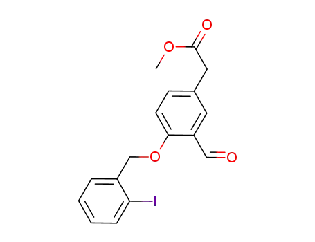Molecular Structure of 875050-49-0 ([3-Formyl-4-(2-iodobenzyloxy)phenyl]acetic acid methyl ester)