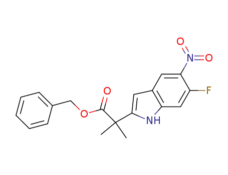 Molecular Structure of 1152311-77-7 (1H-Indole-2-acetic acid, 6-fluoro-alpha,alpha-diMethyl-5-nitro-, phenylMethyl ester)