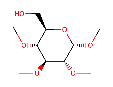 Molecular Structure of 4153-24-6 (Methyl 2-O,3-O,4-O-trimethyl-α-D-glucopyranoside)