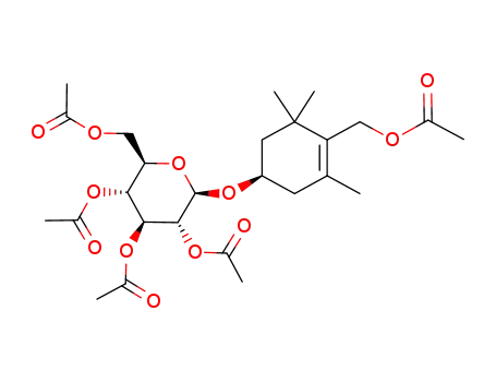 Molecular Structure of 76686-28-7 ((4R)-4-(β-D-Glucopyranosyloxy)-2,6,6-trimethyl-1-cyclohexen-1-methanol-pentaacetat)