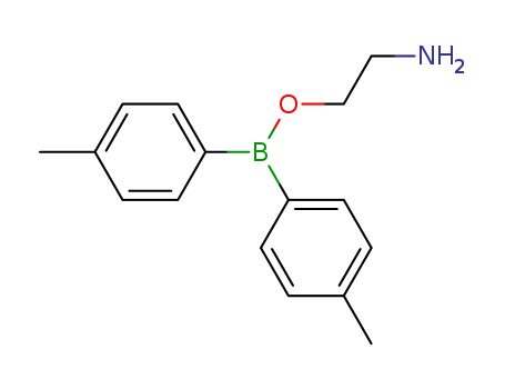 Molecular Structure of 19565-45-8 (Borinic acid, bis(4-methylphenyl)-, 2-aminoethyl ester)