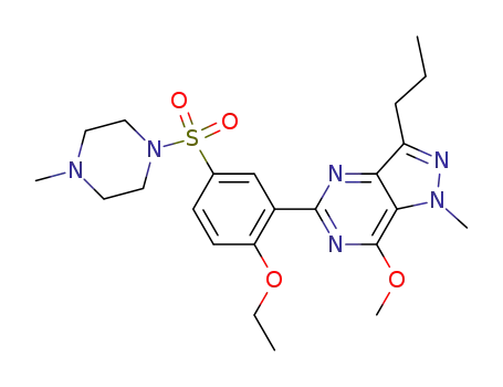 Molecular Structure of 864164-45-4 (5-[2-ethoxy-5-(4-methylpiperazin-1-ylsulfonyl)phenyl]-7-methoxy-1-methyl-3-propyl-1H-pyrazolo[4,3-d]pyrimidine)