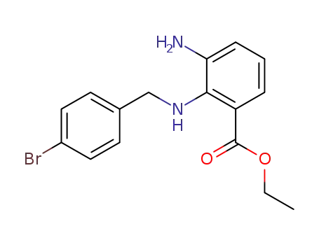 Molecular Structure of 916891-90-2 (ethyl 3-amino-2-(4-bromobenzylamine)-benzoate)
