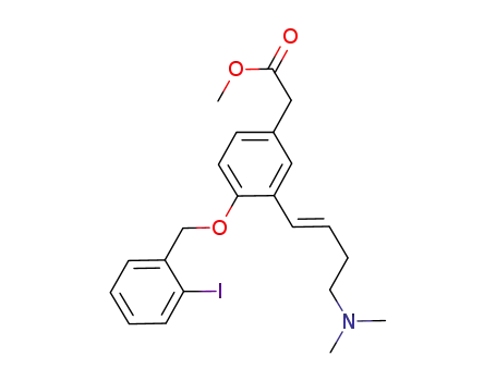Molecular Structure of 875050-51-4 ((E)-methyl 3-[4-(dimethylamino)but-1-enyl]-4-(2-iodobenzyloxy)phenylacetate)