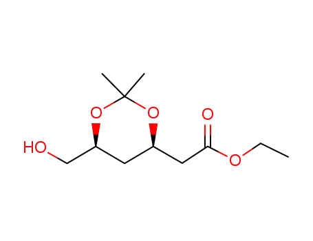 Molecular Structure of 140235-40-1 (ETHYL (3R,5S)-6-HYDROXY-3,5-O-ISO-PROPYLIDENE-3,5-DIHYDROXYHEXANOATE)