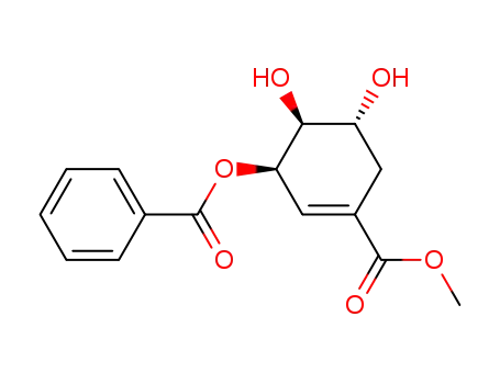 Molecular Structure of 245054-34-6 (methyl (3R,4S,5R)-3-benzoyloxy-4,5-dihydroxy-cyclohex-1-en-1-carboxylate)