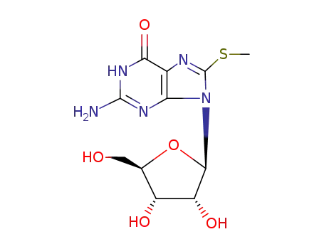 Molecular Structure of 2104-66-7 (8-METHYLTHIOGUANOSINE)