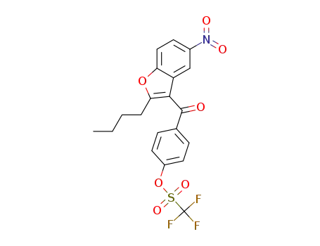 Molecular Structure of 1448297-17-3 (4-[(2-butyl-5-nitro-1-benzofuran-3-yl)carbonyl]phenyltrifluoromethanesulfonate)