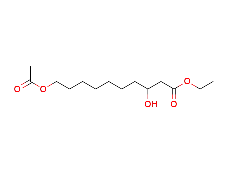 Molecular Structure of 763-53-1 (3-Hydroxy-10-acetoxy-decansaeure-ethylester)