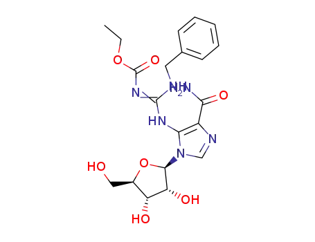 Molecular Structure of 100313-39-1 (5-(3-benzyl-3'-(ethoxycarbonyl)-1-guanidino)-1-(β-D-ribofuranosyl)imidazole-4-carboxamide)
