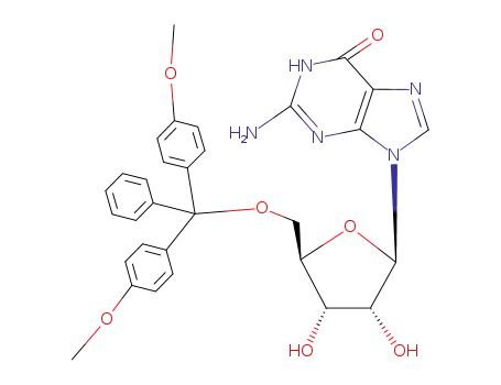 Molecular Structure of 17331-23-6 (Guanosine, 5'-O-[bis(4-methoxyphenyl)phenylmethyl]-)