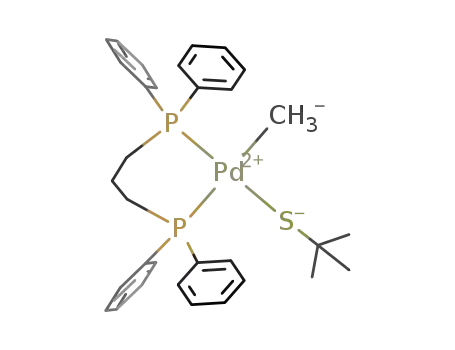 ((C<sub>6</sub>H<sub>5</sub>)2P(CH<sub>2</sub>)3P(C<sub>6</sub>H<sub>5</sub>)2)Pd(SC(CH<sub>3</sub>)3)(CH<sub>3</sub>)