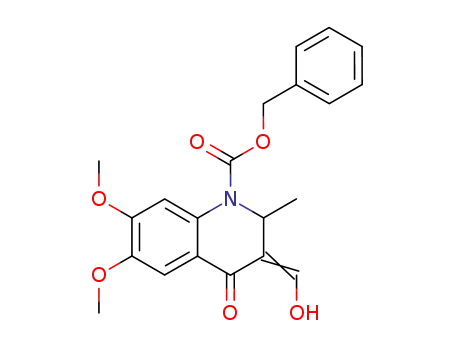 Molecular Structure of 60948-70-1 (1(2H)-Quinolinecarboxylic acid,
3,4-dihydro-3-(hydroxymethylene)-6,7-dimethoxy-2-methyl-4-oxo-,
phenylmethyl ester)