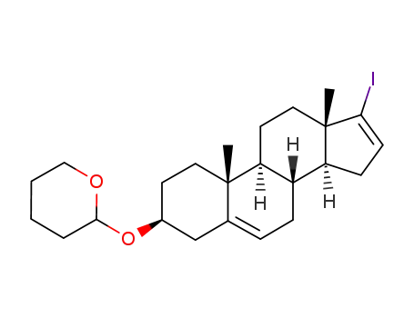 Molecular Structure of 136321-37-4 (17-Iod-androsta-5,16-dien-3β-ol-THP-ether)