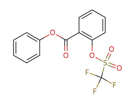 Molecular Structure of 205178-61-6 (2-Trifluoromethanesulfonyloxy-benzoic acid phenyl ester)