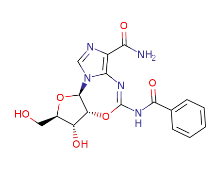 Molecular Structure of 58917-66-1 (2',1''-anhydro-5-<(1''-benzamido-1''-hydroxymethylene)amino>-1-(β-D-ribofuranosyl)imidazole-4-carboxamide)