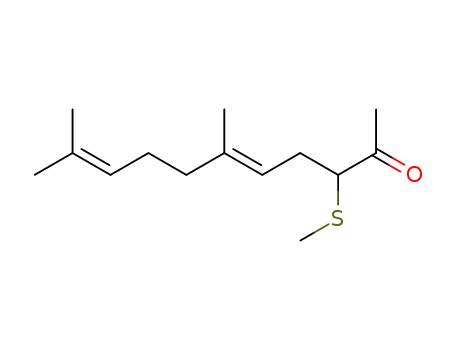 Molecular Structure of 88146-57-0 (5,9-Undecadien-2-one, 6,10-dimethyl-3-(methylthio)-, (E)-)