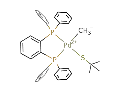 ((C<sub>6</sub>H<sub>5</sub>)2P(C<sub>6</sub>H<sub>4</sub>)P(C<sub>6</sub>H<sub>5</sub>)2)Pd(SC(CH<sub>3</sub>)3)(CH<sub>3</sub>)