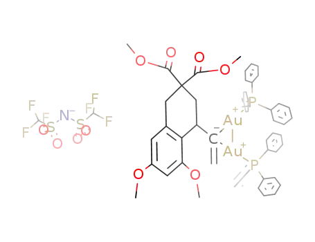 [(gold(I))2(PPh<sub>3</sub>)2C(CH<sub>2</sub>)CH(CH<sub>2</sub>C(COOMe)2CH<sub>2</sub>)C<sub>6</sub>H<sub>2</sub>(OMe)2]NTf<sub>2</sub>