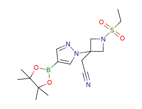Molecular Structure of 1919837-50-5 (3-Azetidineacetonitrile, 1-(ethylsulfonyl)-3-[4-(4,4,5,5-tetramethyl-1,3,2-dioxaborolan-2-yl)-1H-pyrazol-1-yl]-)