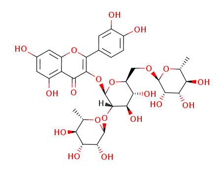 2-(3,4-Dihydroxyphenyl)-3-[4,5-dihydroxy-3-(3,4,5-trihydroxy-6-methyloxan-2-yl)oxy-6-[(3,4,5-trihydroxy-6-methyloxan-2-yl)oxymethyl]oxan-2-yl]oxy-5,7-dihydroxychromen-4-one