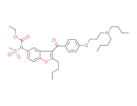 Molecular Structure of 1356536-08-7 (N-[2-n-butyl-3-[4-[3 (-di-n-butylamino)propoxy]benzoyl]-1-benzofuran-5-yl]-N'-ethoxycarbonyl-methanesulfonamide)