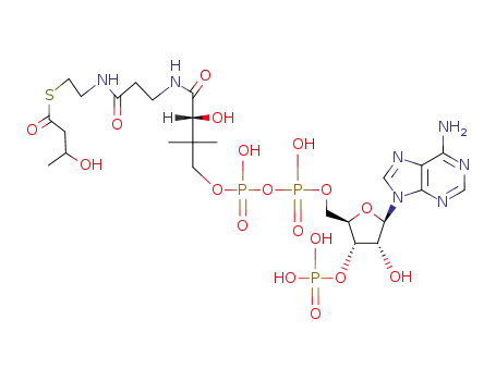 Molecular Structure of 2871-66-1 ([5-(6-aminopurin-9-yl)-4-hydroxy-2-[[hydroxy-[hydroxy-[3-hydroxy-3-[2-[2-(3-hydroxybutanoylsulfanyl)ethylcarbamoyl]ethylcarbamoyl]-2,2-dimethyl-propoxy]-phosphoryl]oxy-phosphoryl]oxymethyl]oxolan-3-yl]oxyphosphonic acid)