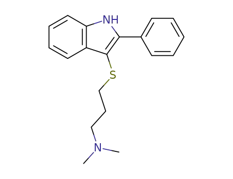 Molecular Structure of 62663-09-6 (1-Propanamine, N,N-dimethyl-3-[(2-phenyl-1H-indol-3-yl)thio]-)