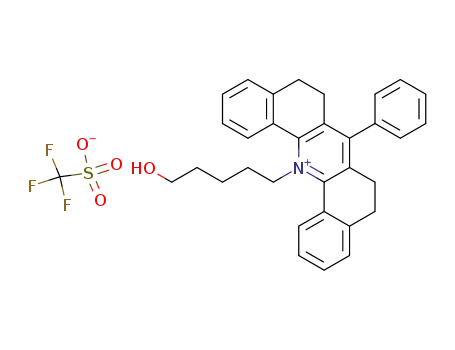 Molecular Structure of 80253-92-5 (Trifluoro-methanesulfonate14-(5-hydroxy-pentyl)-7-phenyl-5,6,8,9-tetrahydro-dibenzo[c,h]acridinium;)